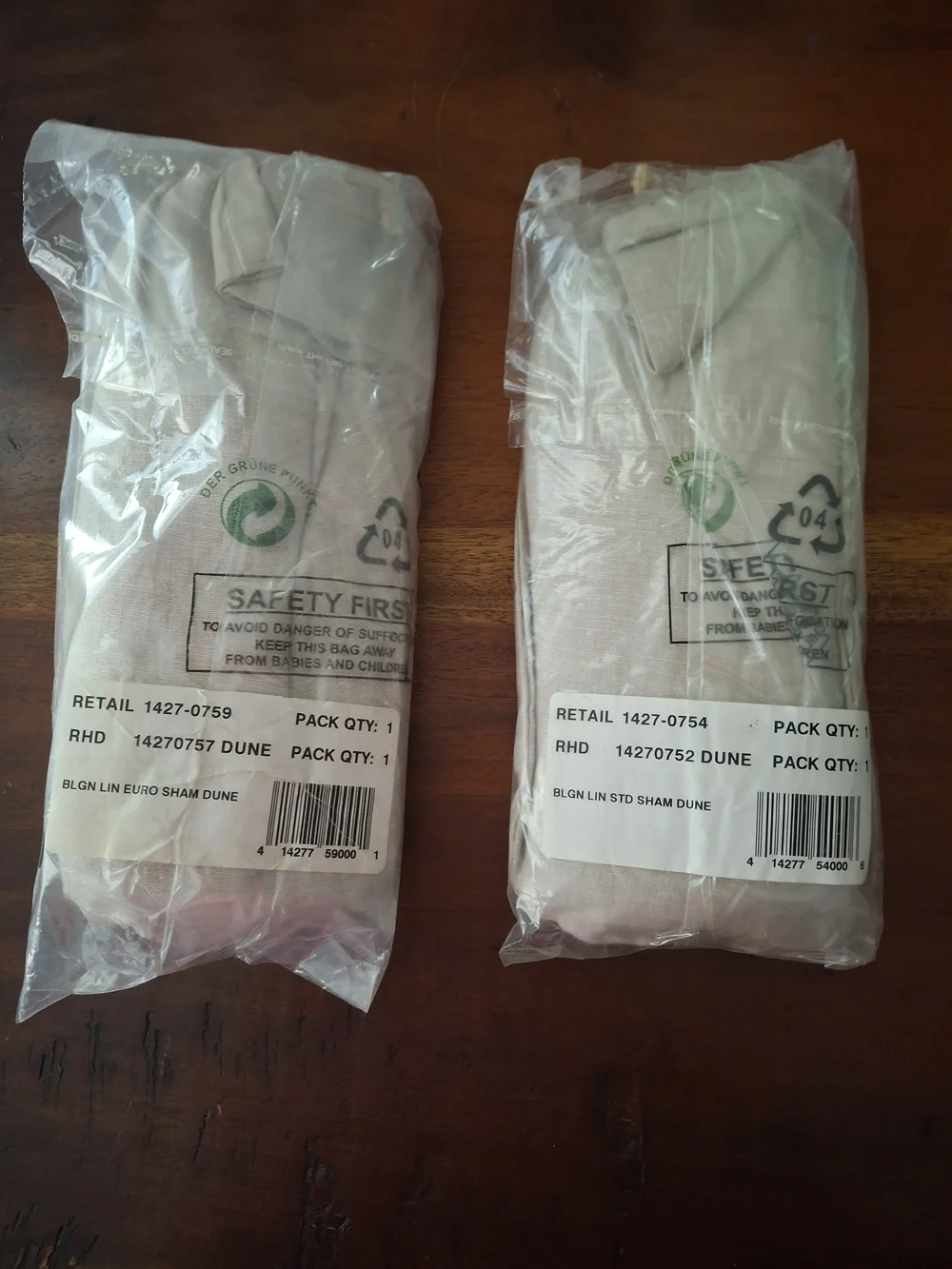 Pair NWT Belgian Linen Standard Pillow Shams - Natural